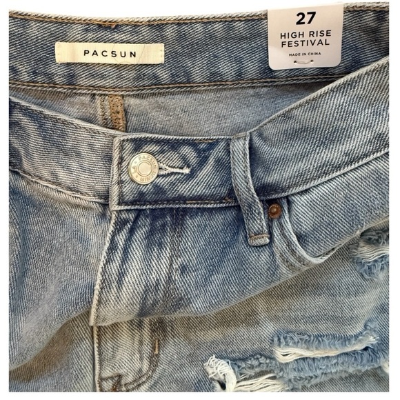 PacSun High-Rise Festival Denim Shorts Light Wash Size 27 - Picture 3 of 5